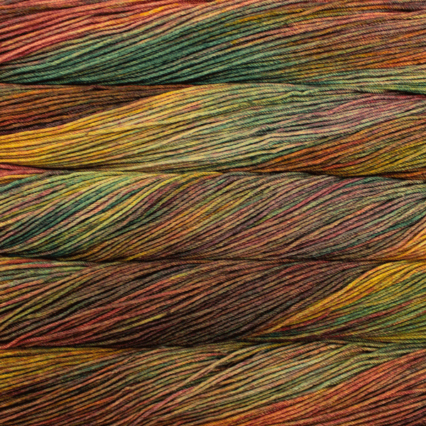 Malabrigo Rios: Close-up of a skein of Malabrigo Rios yarn showing the texture and color variations.